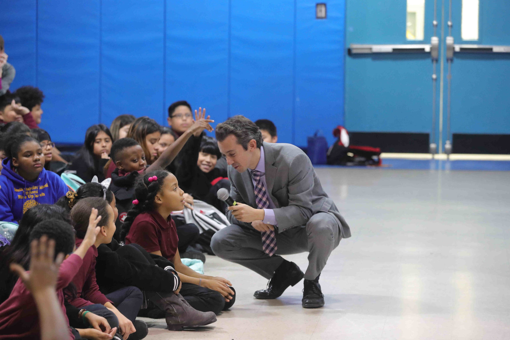 Meteorologist Joe Martucci at South Main School